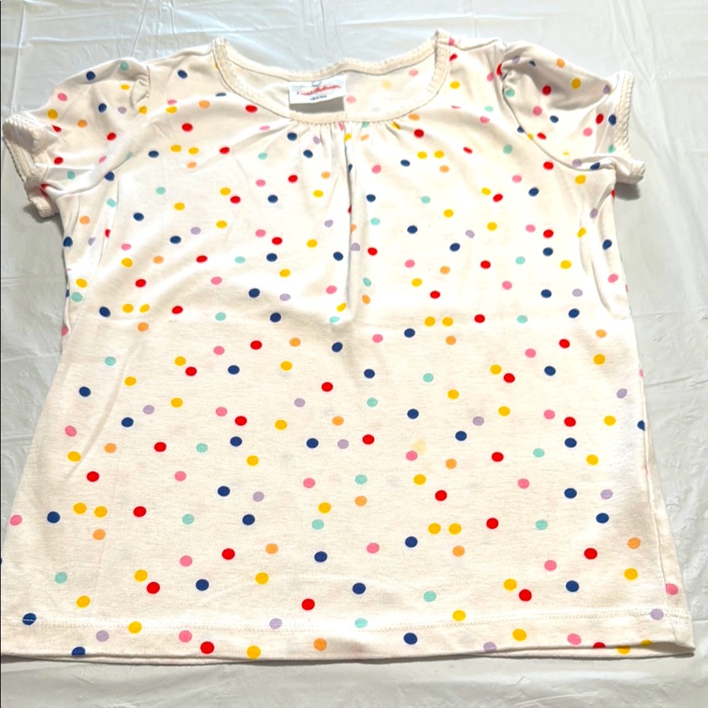 Hanna Andersson White Tee with Colorful Polka Dots size 130